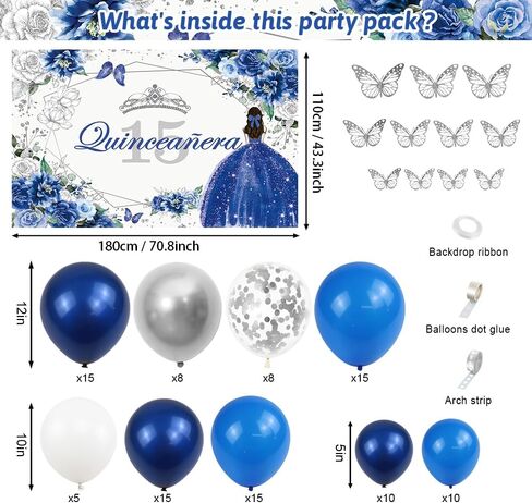 Quinceanera 15th Birthday Balloons مجموعة 80 قطعة MIS QUINCE Anos 15th عيد ميلاد أرجواني وفضي التصوير الفوتوغرافي BANNER BANNER BANNER BANNER BANNER PACKER in Saudi Arabia