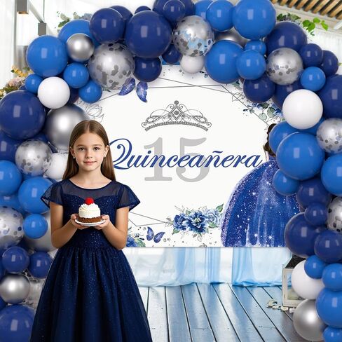 Quinceanera 15th Birthday Balloons مجموعة 80 قطعة MIS QUINCE Anos 15th عيد ميلاد أرجواني وفضي التصوير الفوتوغرافي BANNER BANNER BANNER BANNER BANNER PACKER in Saudi Arabia
