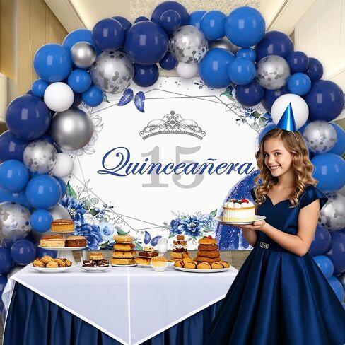 Quinceanera 15th Birthday Balloons مجموعة 80 قطعة MIS QUINCE Anos 15th عيد ميلاد أرجواني وفضي التصوير الفوتوغرافي BANNER BANNER BANNER BANNER BANNER PACKER in Saudi Arabia