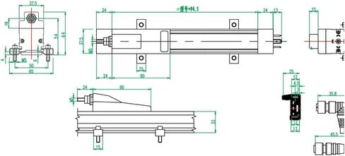 Slider Type Linear Displacement Sensor LF550mm Injection Molding Machine Tie Rod Type Electronic Ruler(1250mm) in Saudi Arabia
