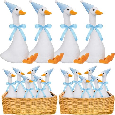 12 Sets One Silly Goose Birthday Decor 1st Baby Shower Party Favor Gift 7. 1 Inch White Geese Plush Stuffed Animal with Mini Party Hats and Ribbons(Cute,Colorful) in Saudi Arabia