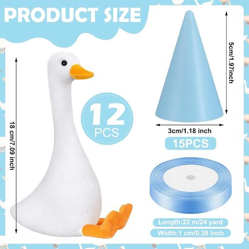 12 Sets One Silly Goose Birthday Decor 1st Baby Shower Party Favor Gift 7. 1 Inch White Geese Plush Stuffed Animal with Mini Party Hats and Ribbons(Cute,Colorful) in Saudi Arabia