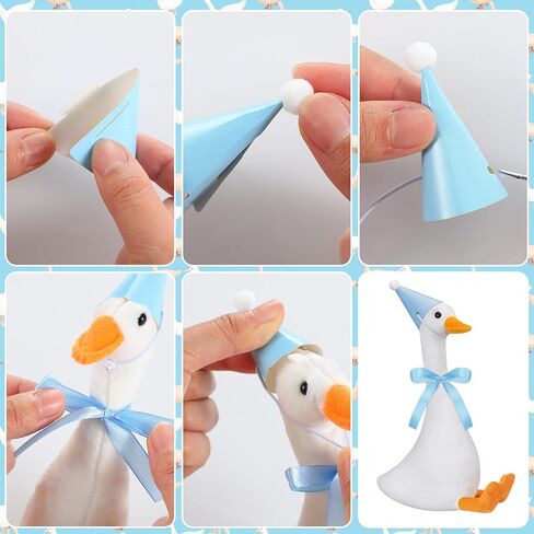 12 Sets One Silly Goose Birthday Decor 1st Baby Shower Party Favor Gift 7. 1 Inch White Geese Plush Stuffed Animal with Mini Party Hats and Ribbons(Cute,Colorful) in Saudi Arabia