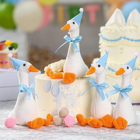 12 Sets One Silly Goose Birthday Decor 1st Baby Shower Party Favor Gift 7. 1 Inch White Geese Plush Stuffed Animal with Mini Party Hats and Ribbons(Cute,Colorful) in Saudi Arabia
