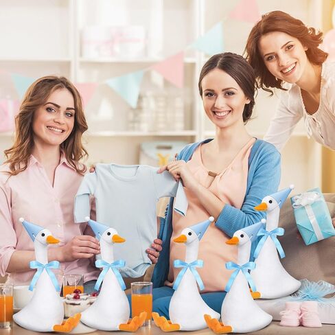 12 Sets One Silly Goose Birthday Decor 1st Baby Shower Party Favor Gift 7. 1 Inch White Geese Plush Stuffed Animal with Mini Party Hats and Ribbons(Cute,Colorful) in Saudi Arabia