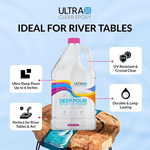 Ultra Clear Deep Pour Epoxy Resin and Hardener for Countertops, River Tables, Art Resin, DIY, Tumblers | Scratch Resistant, Low Odor, Bubble Free Epoxy Primer (1.5 Gallons) in Saudi Arabia