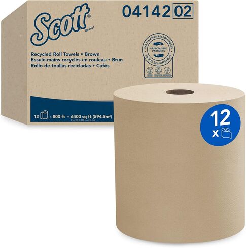 Scott Professional Universal 100% Recycled Fiber Hard Roll Paper Towels, Bulk (56758), Hardwound 1.5' Core, Absorbency Pockets, Compressed, Brown (6 Rolls at 800' Each, 4,800'/Case) in Saudi Arabia