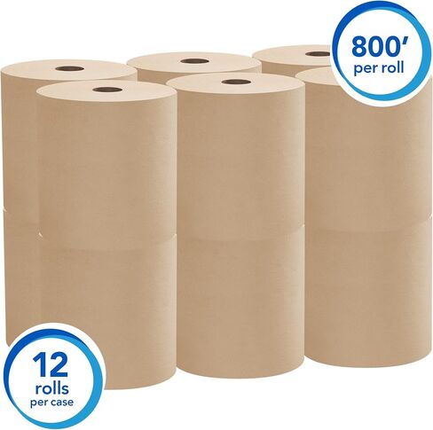 Scott Professional Universal 100% Recycled Fiber Hard Roll Paper Towels, Bulk (56758), Hardwound 1.5' Core, Absorbency Pockets, Compressed, Brown (6 Rolls at 800' Each, 4,800'/Case) in Saudi Arabia