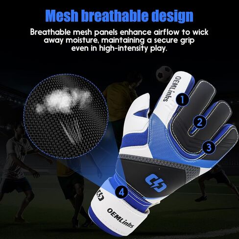Youth&Adult Goalie Goalkeeper Gloves with Finger Protection Breathable Soccer Gloves with Strong Grips，6 Colors，Sizes 7-10 in Saudi Arabia