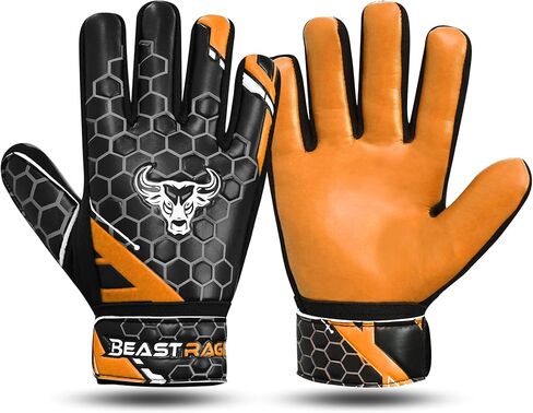 BEAST RAGE Soccer Goalkeeper Gloves for Kids Boys Youth,Soccer Goalie Gloves 4MM Anti-Slip Latex Palm Double Wrist Support,All Weather Football Gloves in Kuwait