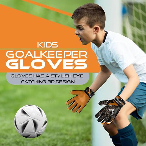 BEAST RAGE Soccer Goalkeeper Gloves for Kids Boys Youth,Soccer Goalie Gloves 4MM Anti-Slip Latex Palm Double Wrist Support,All Weather Football Gloves in Kuwait