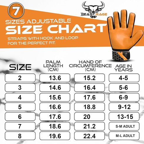 BEAST RAGE Soccer Goalkeeper Gloves for Kids Boys Youth,Soccer Goalie Gloves 4MM Anti-Slip Latex Palm Double Wrist Support,All Weather Football Gloves in Kuwait