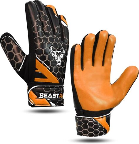 BEAST RAGE Soccer Goalkeeper Gloves for Kids Boys Youth,Soccer Goalie Gloves 4MM Anti-Slip Latex Palm Double Wrist Support,All Weather Football Gloves in Kuwait