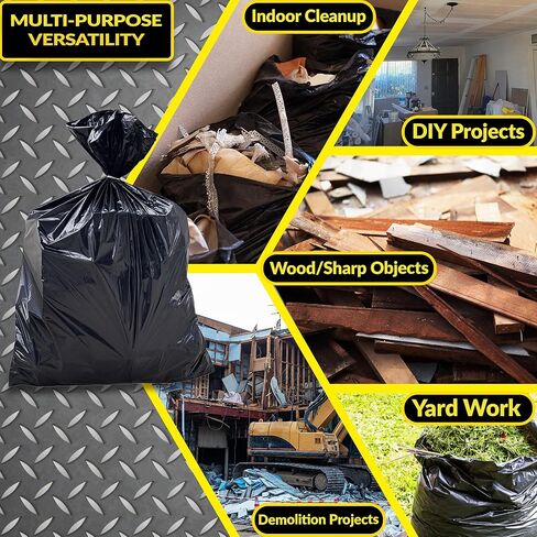 Reli. Contractor Garbage Bags 55 Gallon | 20 Trash Bags | Heavy Duty | Black Contractor in Saudi Arabia