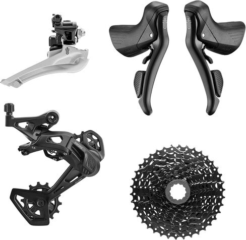 microSHIFT Sword Black 2x9-Speed Groupset - Includes Brake/Shifters, Front Derailler Braze-On, Rear Derailleur Long Cage, 11-38t Cassette, Crankset Not Included in Saudi Arabia