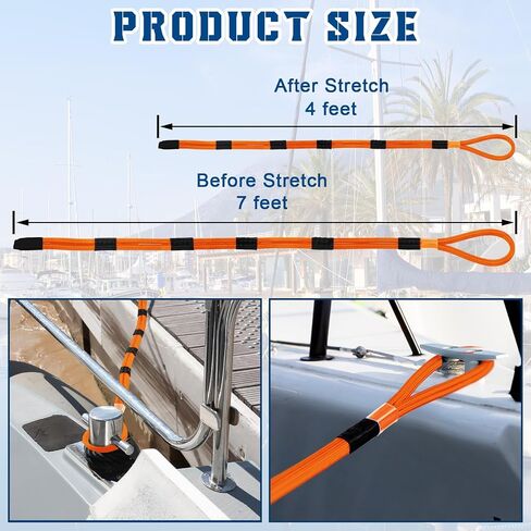 WILLBOND 4 Pcs Dock Lines Mooring Rope for Docking Boat Bungee Dock Lines with 7 Loop Design Adjustable Boat Dock Accessories Marine Rope for Boat Dock Accessories Pontoon in Saudi Arabia