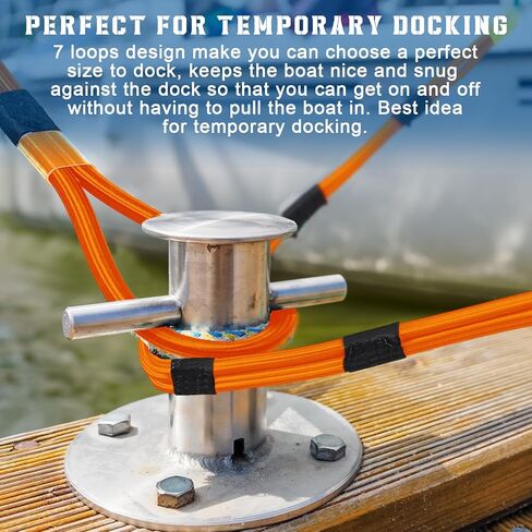 WILLBOND 4 Pcs Dock Lines Mooring Rope for Docking Boat Bungee Dock Lines with 7 Loop Design Adjustable Boat Dock Accessories Marine Rope for Boat Dock Accessories Pontoon in Saudi Arabia