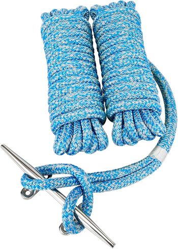 Young Marine 1/2 "× 15 'Nylon Dock Lines Marine-Braved Doubled Dock Line مع 12" eyelet.boat Rope Rope Rope Dock Line للقوارب التي تقل عن 40 قدمًا (حزمة زرقاء ورمادية) in Saudi Arabia