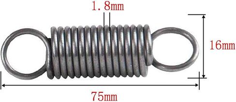 Pull Spring Double Loop Closed Hook, 10 Pcs Extension Spring Loop Hook Tension Spring 1.8x16x(60-75) mm(1.8 x 16 x 60 mm) in Kuwait