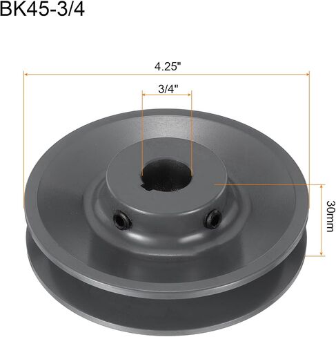 uxcell BK45-3/4 V-Belt Sheave 3/4"Bore 4.25"OD Single Groove Web Sheave Bored-to-Size Sheave, Cast Iron, Belt Section for 3L or B Belt in Saudi Arabia