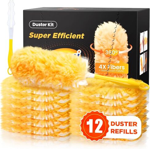 Heavy Duty Duster Refills for Swiffer Duster, 20 Count Duster Refills with 1 Handle, Multisurface 360° Dusters with 4X Microfibers, Unscented Disposable Dusters for Cleaning (Blue) in Saudi Arabia