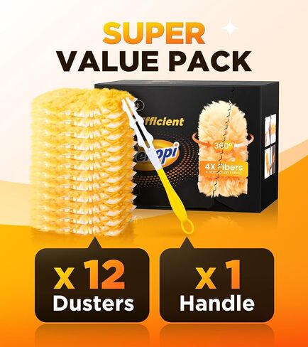Heavy Duty Duster Refills for Swiffer Duster, 20 Count Duster Refills with 1 Handle, Multisurface 360° Dusters with 4X Microfibers, Unscented Disposable Dusters for Cleaning (Blue) in Saudi Arabia