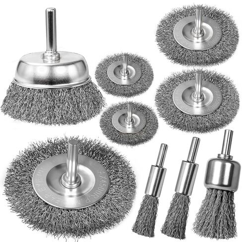 Wire Brush for Drill, Brass Wire Wheel for Drill, Carbon Steel Cup & End Brushes with Soft Bristles,1/4" Shank for Metal Stripping, Rust & Paint Removal,11 Pcs Die Grinder Accessories in Kuwait