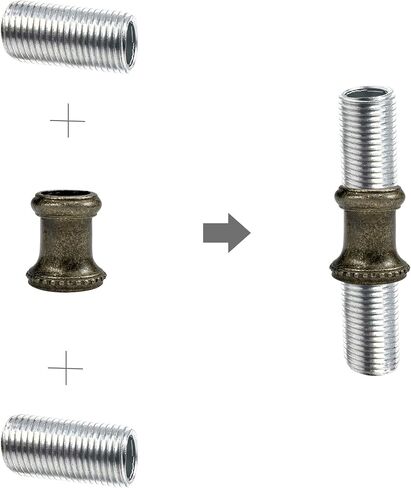 Lamp Pipe Coupling, 1/8 IP 20MM Long Threaded Lamp Coupling Pipe Connectors for Light Repair, Pack of 5 (Antique Brass) in Kuwait