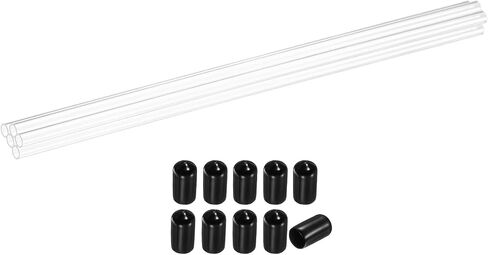 uxcell 5pcs أنابيب أكريليك صلبة صافية ، 6 مم (0.24 ") معرف × 8 مم (0.31") OD 12 "أنبوب أنبوب من البولي الكربوني الدائري مع أغطية مطاطية للسباكة ، والإضاءة ، والموظين ، ومشاريع DIY in Saudi Arabia