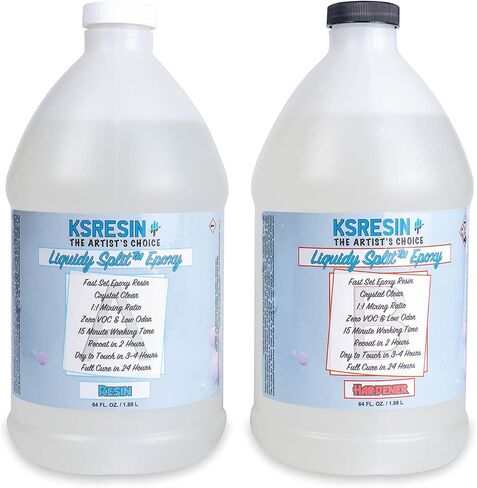 KSRESIN Liquidy Split Fast Drying Coating Epoxy Resin | 1 Gallon Kit (Combined) | Made in The USA in Saudi Arabia