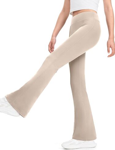 JOCMIC Girls Flare Leggings High Waisted Bell Bottom School Uniform Pants with Hidden Pockets in Saudi Arabia