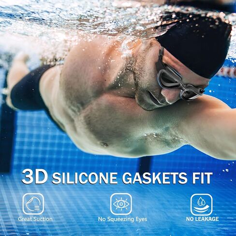 2 Pack Swim Goggles, Tenfold Long-Lasting Anti Fog Swimming Goggles Adult Men Women No Leakage Nose Clip Earplugs in Saudi Arabia