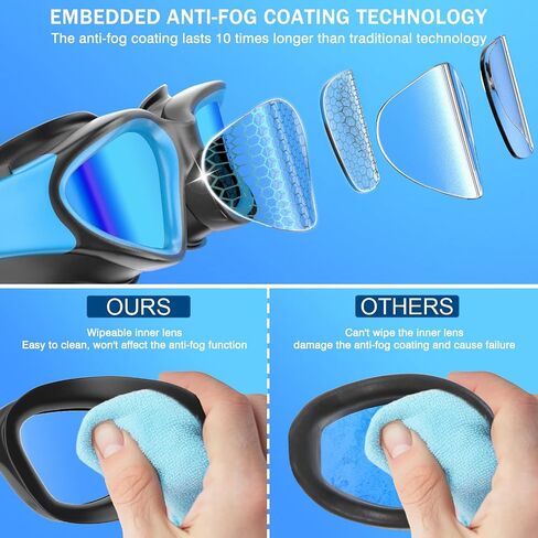2 Pack Swim Goggles, Tenfold Long-Lasting Anti Fog Swimming Goggles Adult Men Women No Leakage Nose Clip Earplugs in Saudi Arabia