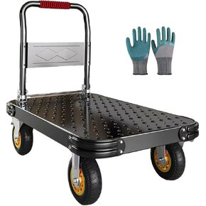 عربة صامتة ، شاحنات منصة متنقلة ، قابلة للطي لسهولة التخزين ، وعجلات دوارة بزاوية 360 درجة ، وسعة الوزن 2425 رطلاً (أسود ، 35.4x23.6 بوصة) in Kuwait