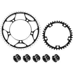 HARFINGTON Bike Chainring Set Round Narrow Wide Aluminum Chainring Chainwheel with Double Round 5 Bolts for Road Bike Bicycle in Kuwait