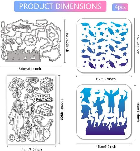 GLOBLELAND Cartoon Lady Daily Life Clear Stamps Cutting Dies PET Painting Stencils for Card Making Walking Reading Bathing Silicone Stamp Metal Greetings Die Cuts PET Stencils for DIY Scrapbooking in Saudi Arabia