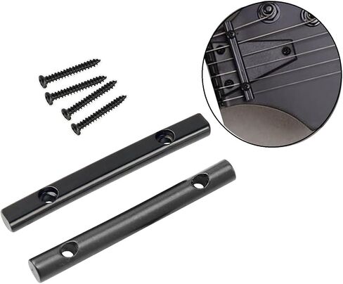 4pcs Guitar String Guide Bars Retainer Metal 49mm Guitar String Bars مع مسامير تصاعد متوافقة مع قطع غيار الغيتار الكهربائية Floyd Rose الأسود (الأسود) in Saudi Arabia