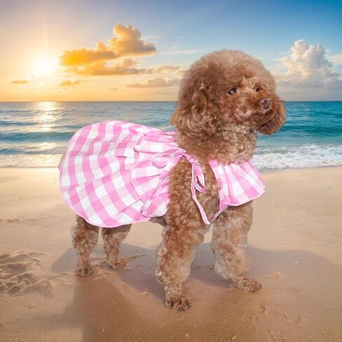 فستان الكلاب ، فساتين صيفية للكلاب مع الدانتيل ، فستان حفلة الكلاب مع مطبوعات جميلة للكلاب الصغيرة (الأزرق البحري ، XL) in Kuwait