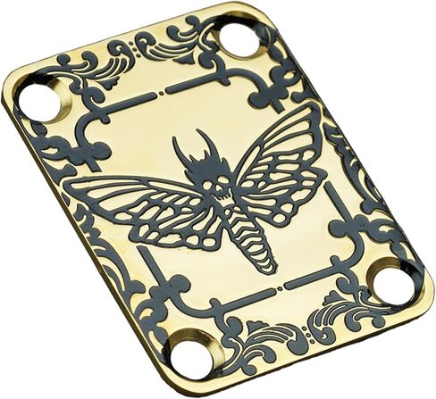 Guyker Guitar Guitar Neck Plate ، 4 ثقوب من الفولاذ المقاوم للصدأ الغيتار الكهربائي باس لوحة لوحة لوحة عنق الرقبة جزء (GN003 ، أسود) in Saudi Arabia