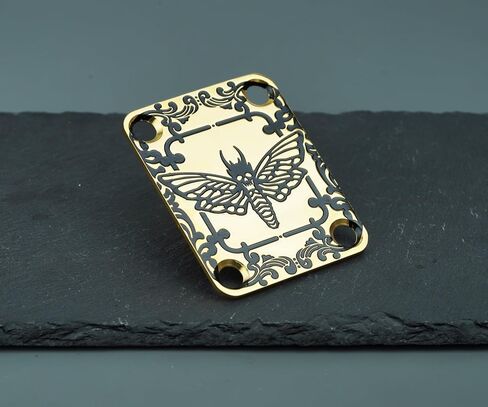 Guyker Guitar Guitar Neck Plate ، 4 ثقوب من الفولاذ المقاوم للصدأ الغيتار الكهربائي باس لوحة لوحة لوحة عنق الرقبة جزء (GN003 ، أسود) in Saudi Arabia