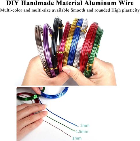 الأسلاك الحرفية ， الأسلاك الحرف الألومنيوم ， سلك الفضة من الألومنيوم لصنع DIY مصنفة فنية ， سلك معدني مرن متعدد الألوان متعدد الألوان in Saudi Arabia
