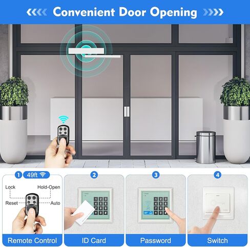 Automatic Swing Door Opener, Automatic Sliding Door Opener with 2 Remote Controllers and Control Panel, Manual Slide Door Closer for Commercial, Offices, Hotels in Saudi Arabia