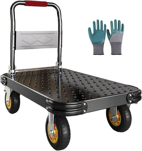 عربة صامتة ، شاحنات منصة متنقلة ، قابلة للطي لسهولة التخزين ، وعجلات دوارة بزاوية 360 درجة ، وسعة الوزن 2425 رطلاً (أسود ، 35.4x23.6 بوصة) in Kuwait