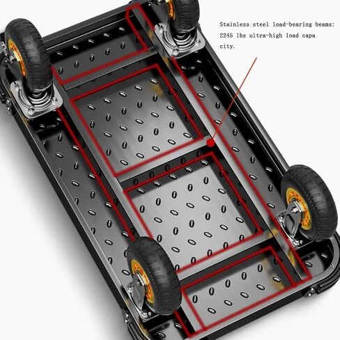 عربة صامتة ، شاحنات منصة متنقلة ، قابلة للطي لسهولة التخزين ، وعجلات دوارة بزاوية 360 درجة ، وسعة الوزن 2425 رطلاً (أسود ، 35.4x23.6 بوصة) in Kuwait
