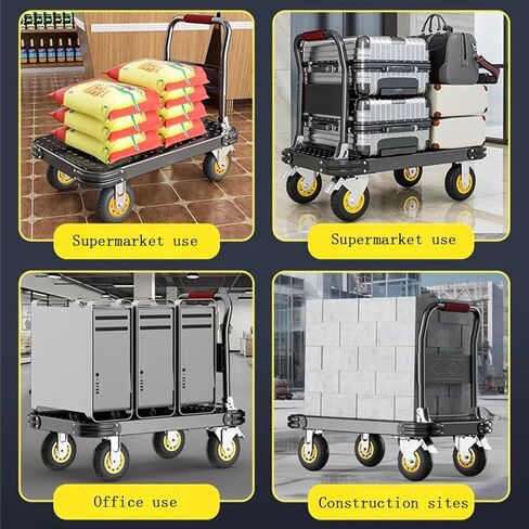 عربة صامتة ، شاحنات منصة متنقلة ، قابلة للطي لسهولة التخزين ، وعجلات دوارة بزاوية 360 درجة ، وسعة الوزن 2425 رطلاً (أسود ، 35.4x23.6 بوصة) in Kuwait