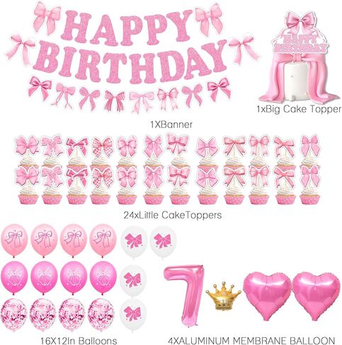 44Pcs Sweet Sassy and Seven Birthday Party Decorations Include Happy Birthday Banner-Cake Topper-Cupcake Toppers-Balloons-Backdrop for Sweet Sassy and Seven Party Supplies in Saudi Arabia
