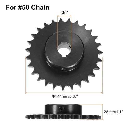UXCELL #50 سلسلة مسننة BROOD SPROCKET B ، 1 "Bore 27 أسنان ضرس سلسلة حبلا واحدة ، الصلب الكربوني ، Keyway مع مسامير مجموعة in Saudi Arabia