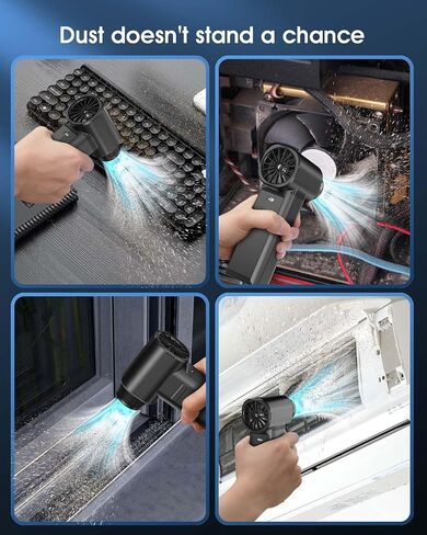 Duster Air Air مضغوط ، 500 جرام من طاقة Super Cordless Duster الكهربائية القابلة لإعادة الشحن ، ومكونة من طائرة مفاتيح مفاتيح طائرة Turbo الطائرات التوربينية من 40000 دورة في الدقيقة ، ومنظف لوحة مفاتيح توربو من منفاخ الهواء 4-gear للكمبيوتر الشخصي (أسود) in Saudi Arabia