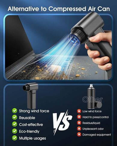 Duster Air Air مضغوط ، 500 جرام من طاقة Super Cordless Duster الكهربائية القابلة لإعادة الشحن ، ومكونة من طائرة مفاتيح مفاتيح طائرة Turbo الطائرات التوربينية من 40000 دورة في الدقيقة ، ومنظف لوحة مفاتيح توربو من منفاخ الهواء 4-gear للكمبيوتر الشخصي (أسود) in Saudi Arabia