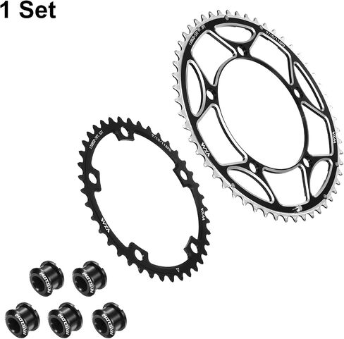 HARFINGTON Bike Chainring Set Round Narrow Wide Aluminum Chainring Chainwheel with Double Round 5 Bolts for Road Bike Bicycle in Saudi Arabia